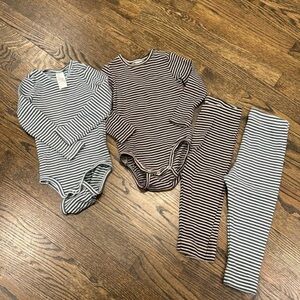 H&M matching stripe sets onesie and pants